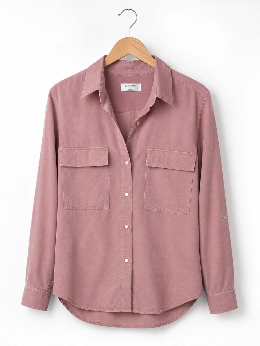Aritzia Babaton 100% Lyocell Button Down Shirt Dusty Rose Pink Utility Top M